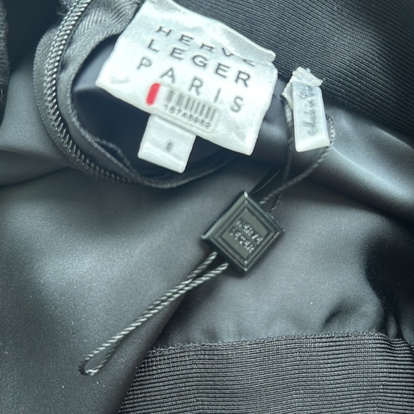 Black one shoulder Herve Leger Bias Asymmetrical Gown - Picture 8 of 8